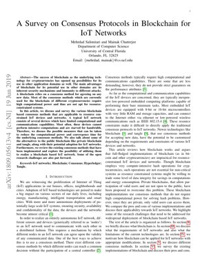 PDF Document Cover - Survey on Blockchain Consensus Protocols for IoT Networks