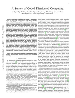 PDF Document Cover - A Survey of Coded Distributed Computing: Techniques and Applications